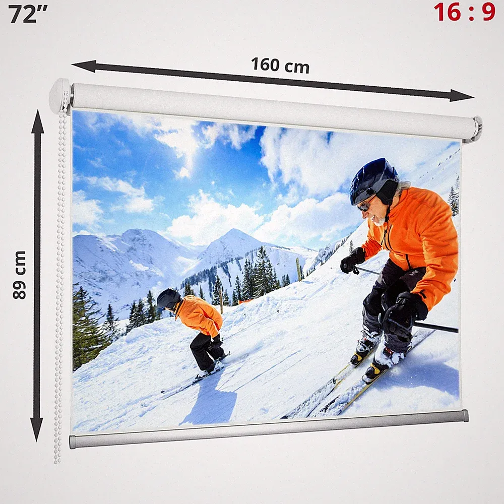 72" Beamer Leinwand Projektorleinwand 16:9 160x89 cm Heimkino Rollo Screen HD