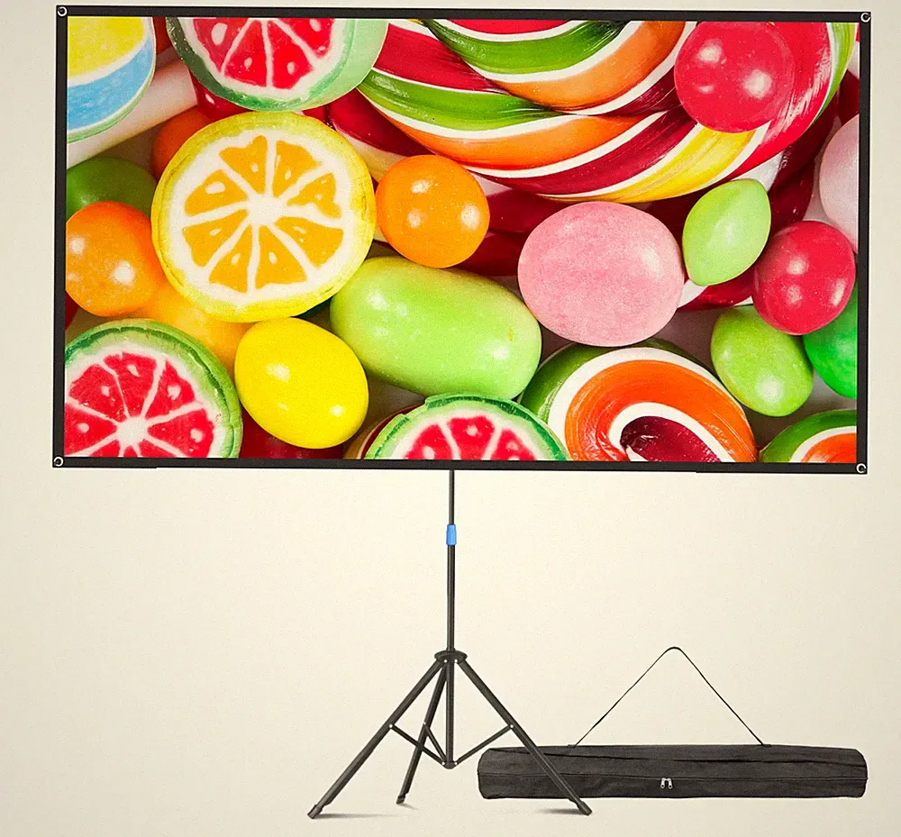 80" Beamer Leinwand Mit Höhenverstellbar Stativ Set 16:9 4K Heimkino Projektion