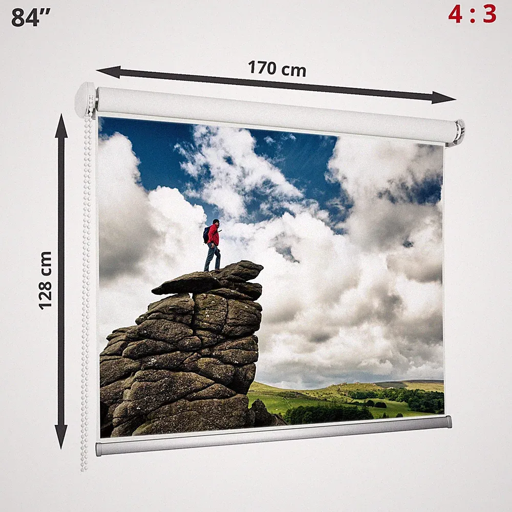 84" Beamer Leinwand Projektorleinwand 4:3 170x128 cm Heimkino Rollo Screen HD
