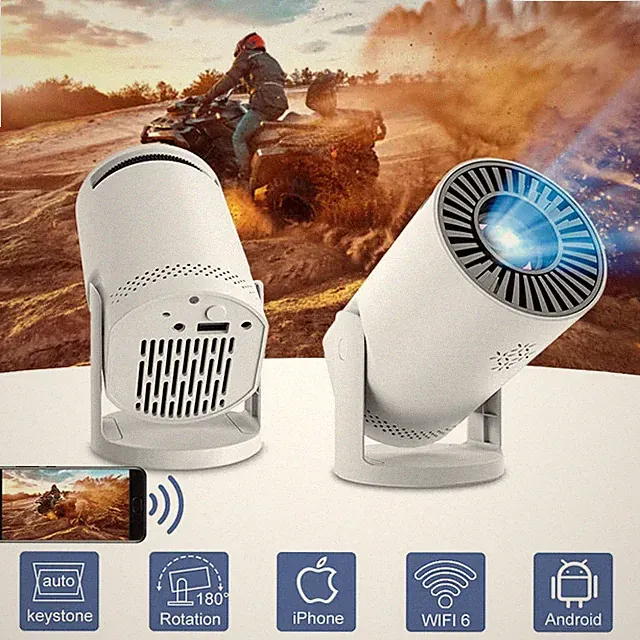 8K Mini Smart Beamer HD WiFi Bluetooth Android 14 Home Office Theater
