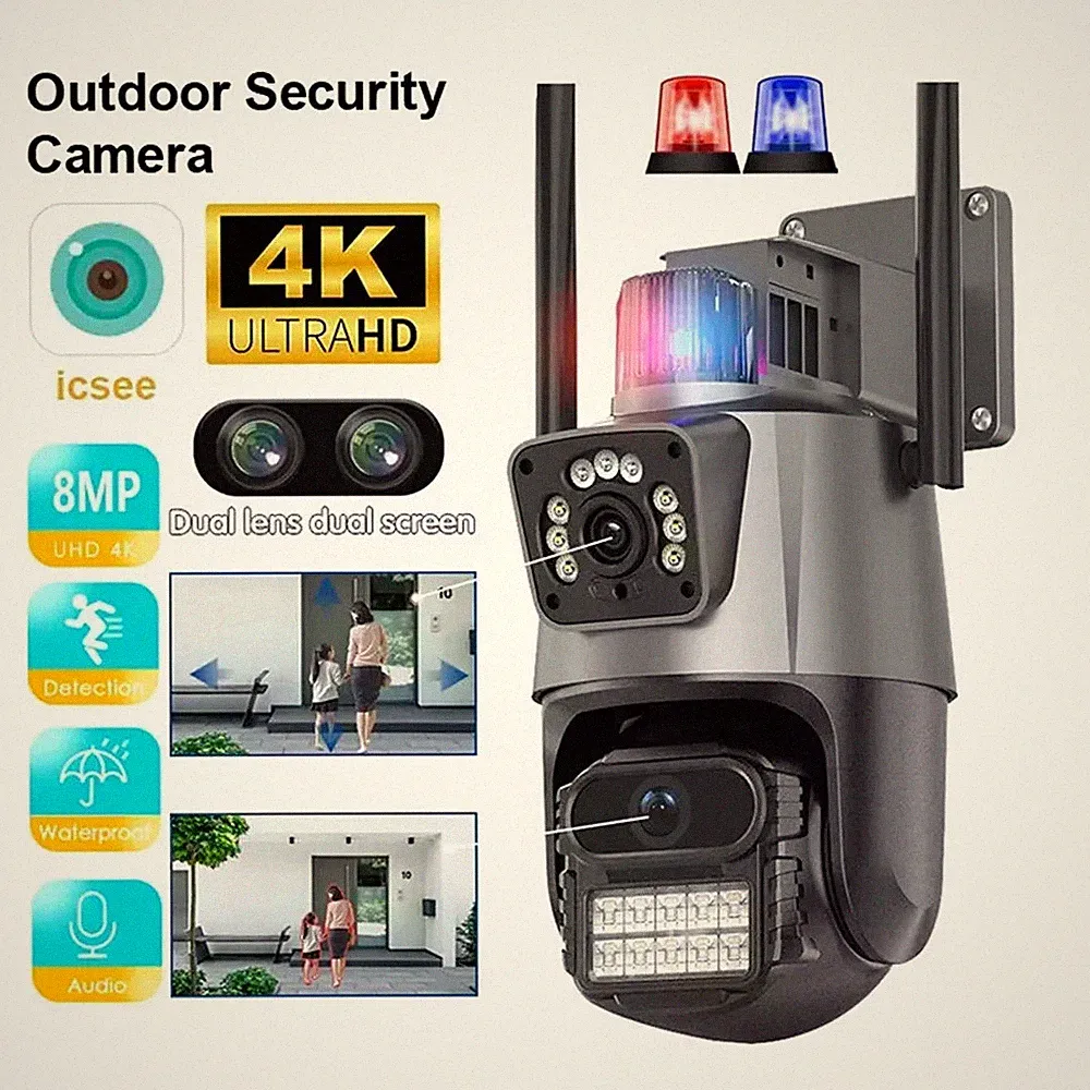 8MP 4K HD FUNK WLAN WIFI IP NETZWERK CAMERA Outdoor ÜBERWACHUNGSKAMERA AUßEN PTZ