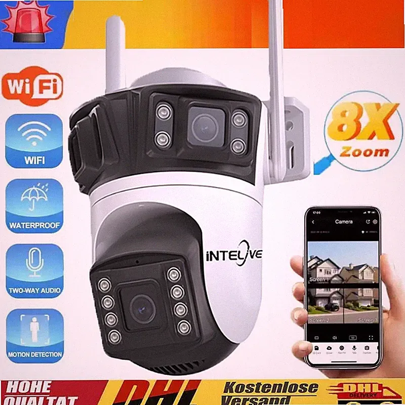 8X ZOOM 4K 9MP Überwachungskamera Aussen WLAN PTZ WiFi IP Kamera Outdoor Alert