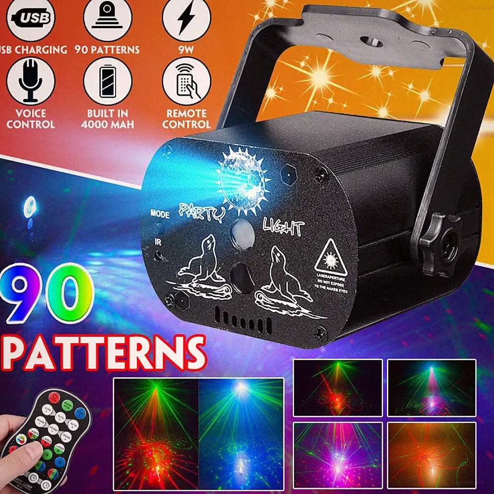 90 Muster RGB LED Laser Projektor Disco DJ Party Bühnenbeleuchtung Bühnenlicht