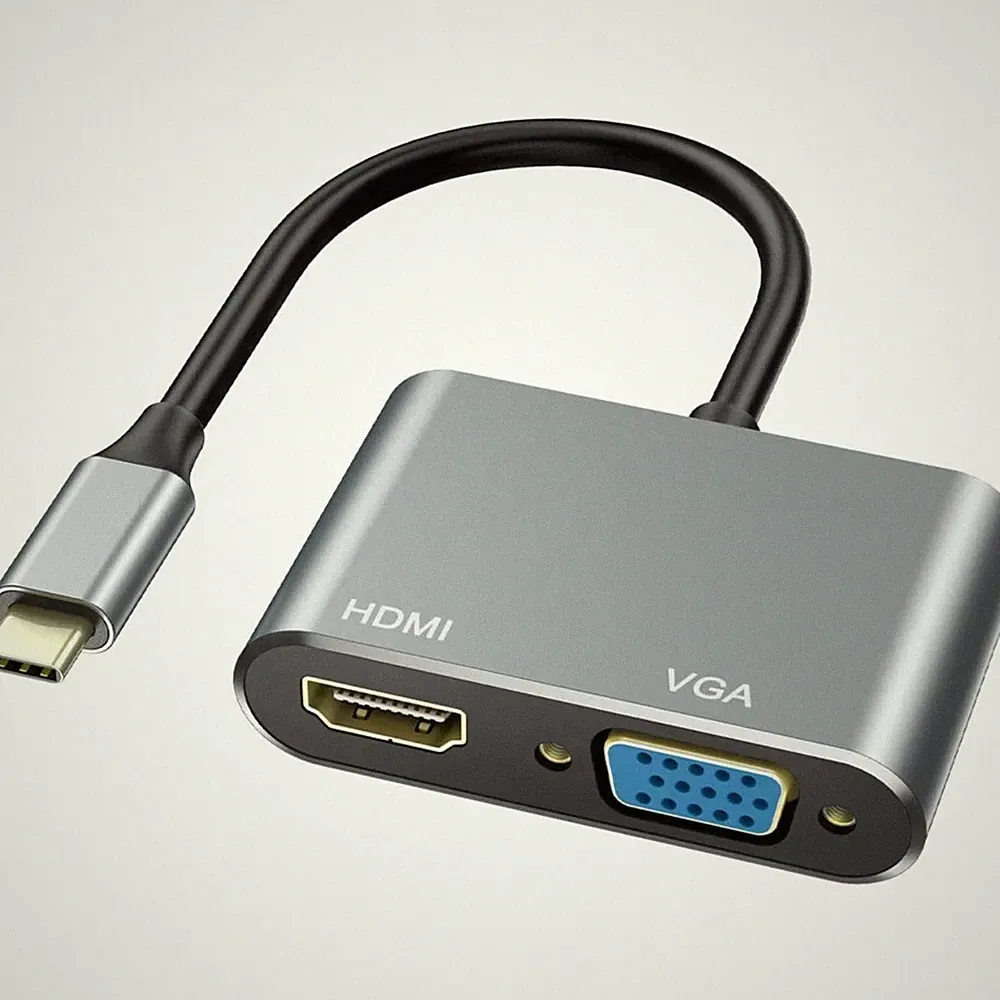 Ablewe USB C Adapter Dual Port 4K HDMI 1080P VGA für MacBook Pro Dell XPS