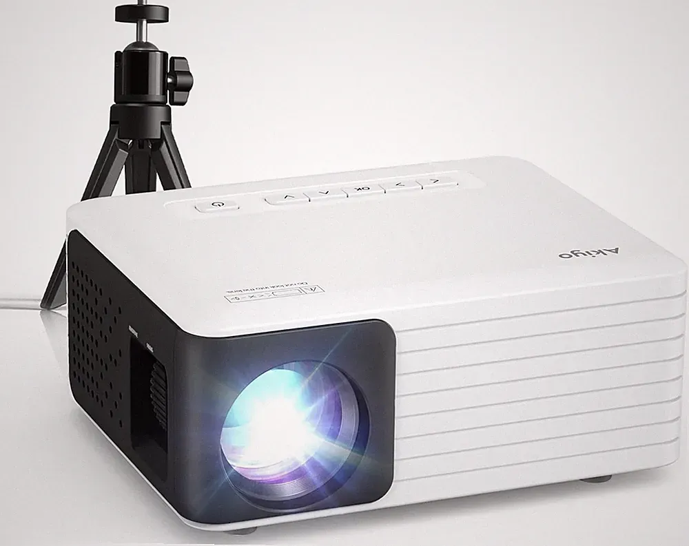 AKIYO Mini Beamer mit 2.4G WiFi, Native 720P Bluetooth Tragbarer Projektor