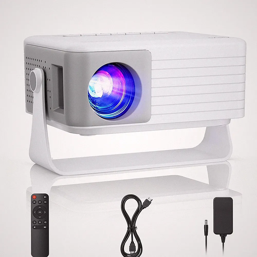 AKIYO O1 Pro Mini Beamer 1080P Tragbarer Projektor mit 360 Drehung, 8000 Lumen