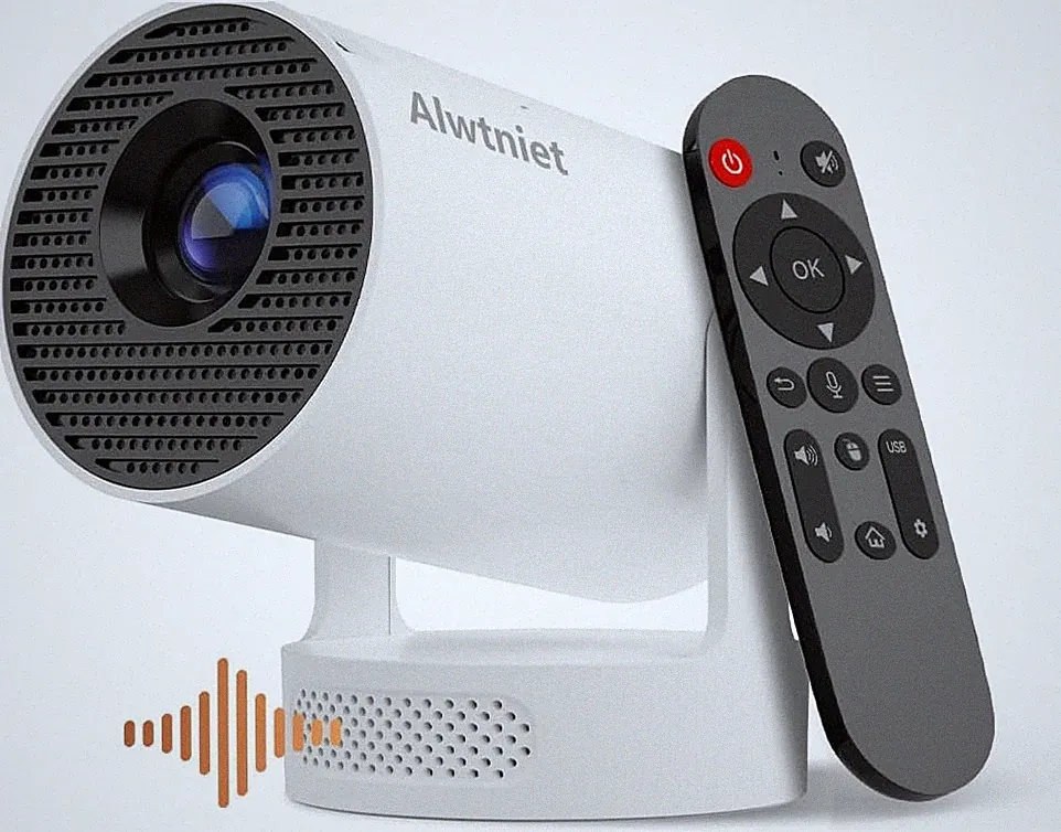 Alwtniet Mini Projektor 4K Wi-Fi 6 Bluetooth 5.4 5W Laut