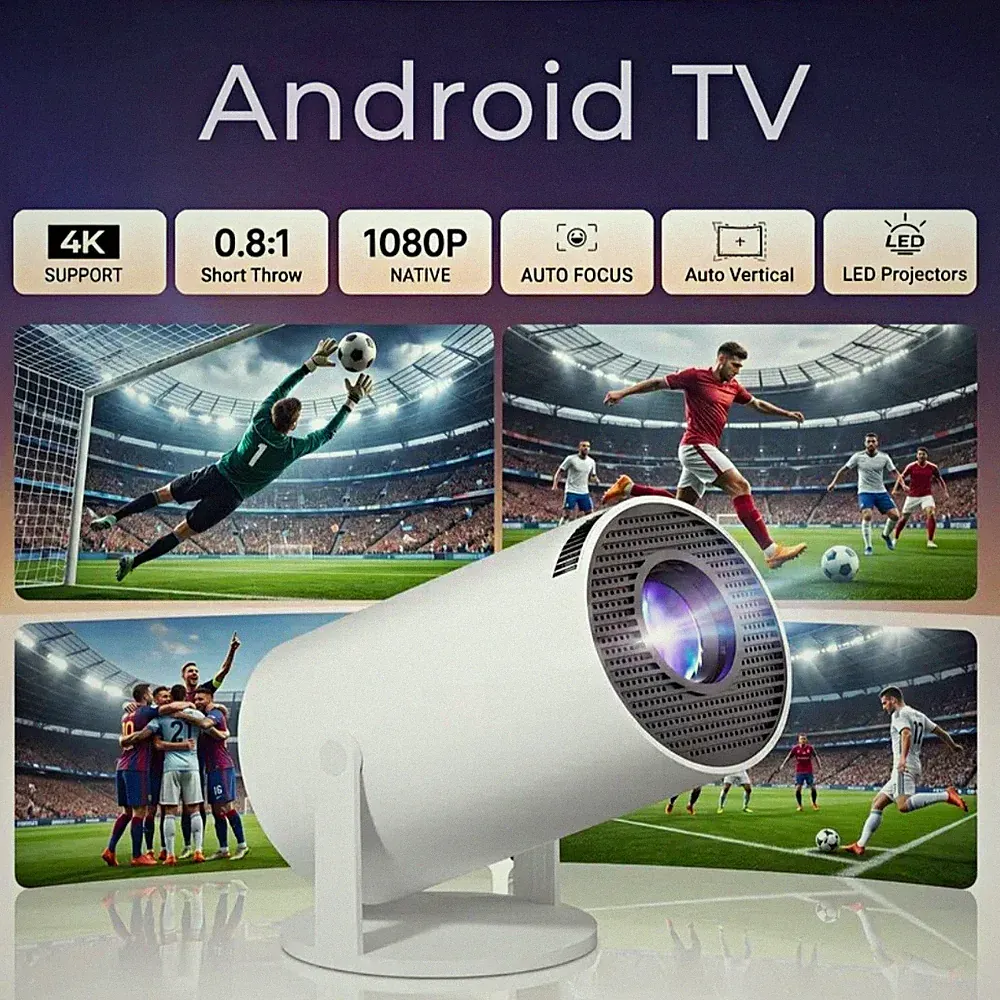 Android TV LED Beamer 1080p nativ 300 ANSI Kurzwurf Autofokus Auto-Keystone