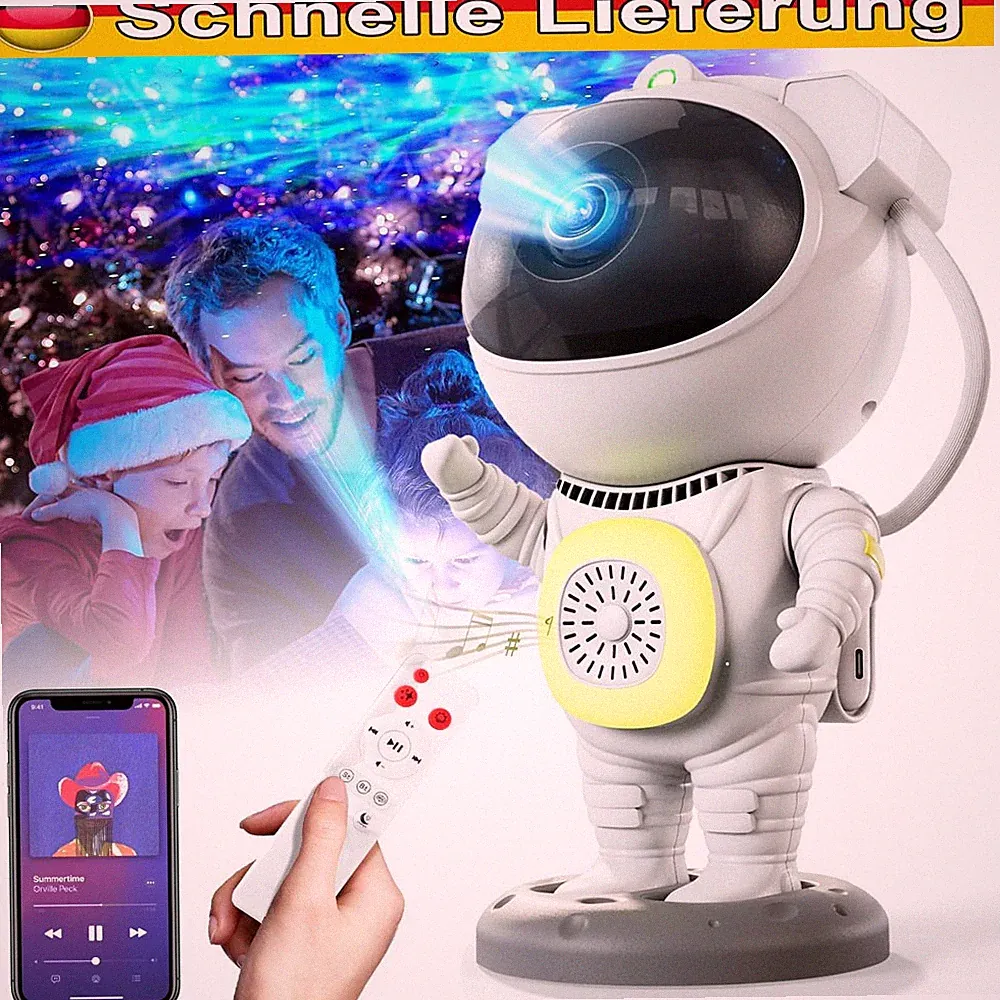 Astronaut Galaxy Projektor Bluetooth Lautsprecher Fernbedienung 360° Verstellbar