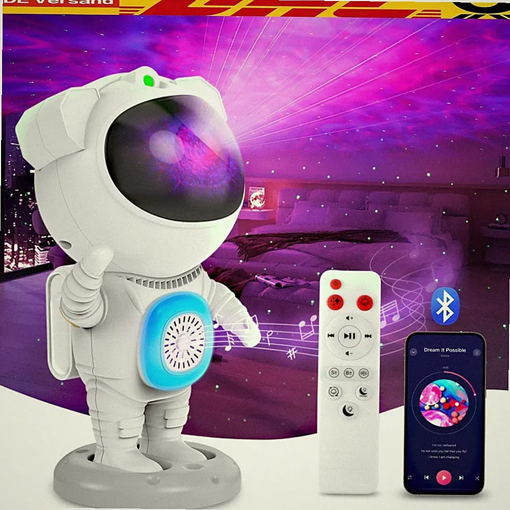 Astronaut Projektor Mit Bluetooth Lautsprecher Fernbedienung 360° Adjustable