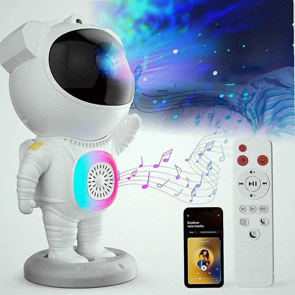 Astronaut Sternenprojektor Mit Bluetooth Lautsprecher Fernbedienung 360°