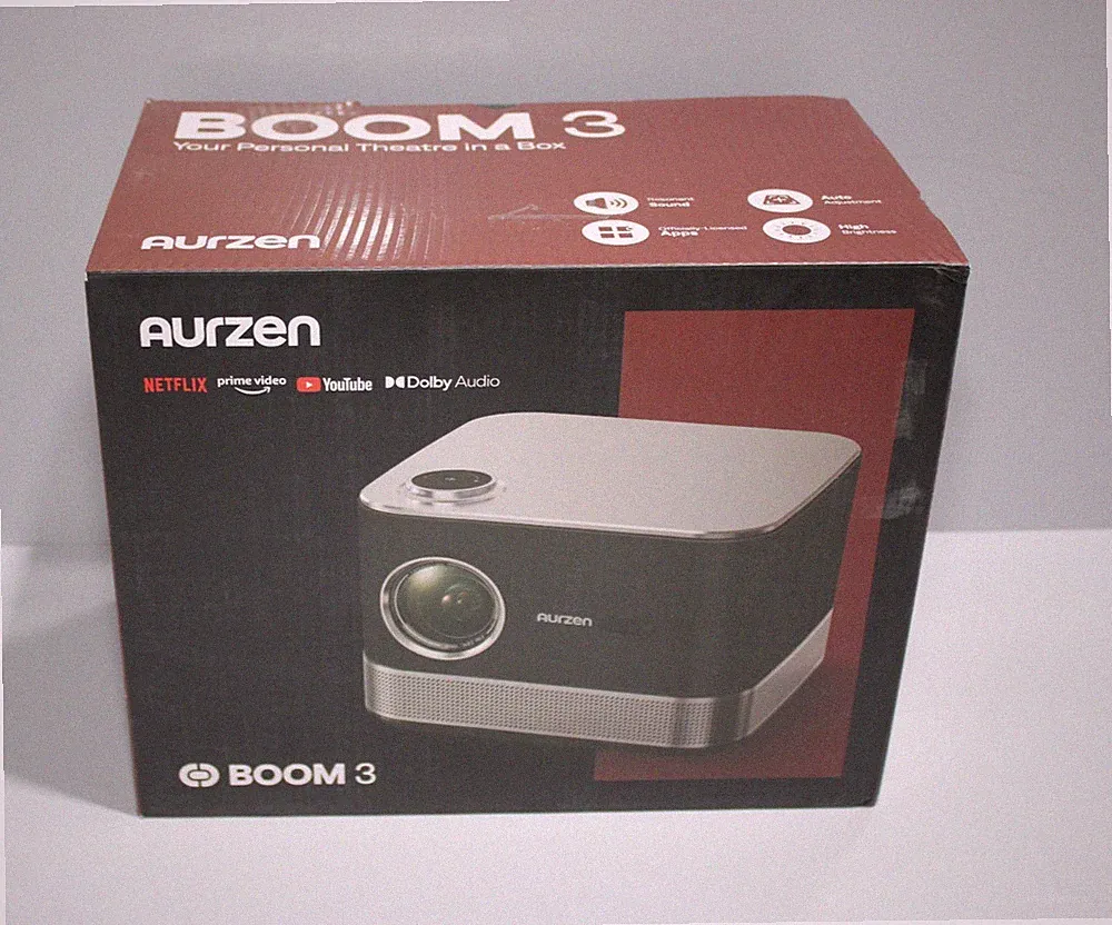 AURZEN Boom 3 Beamer 4K Projektor 1080p NetfIix Autofokus HDR 10 WiFi6 Bluetooth