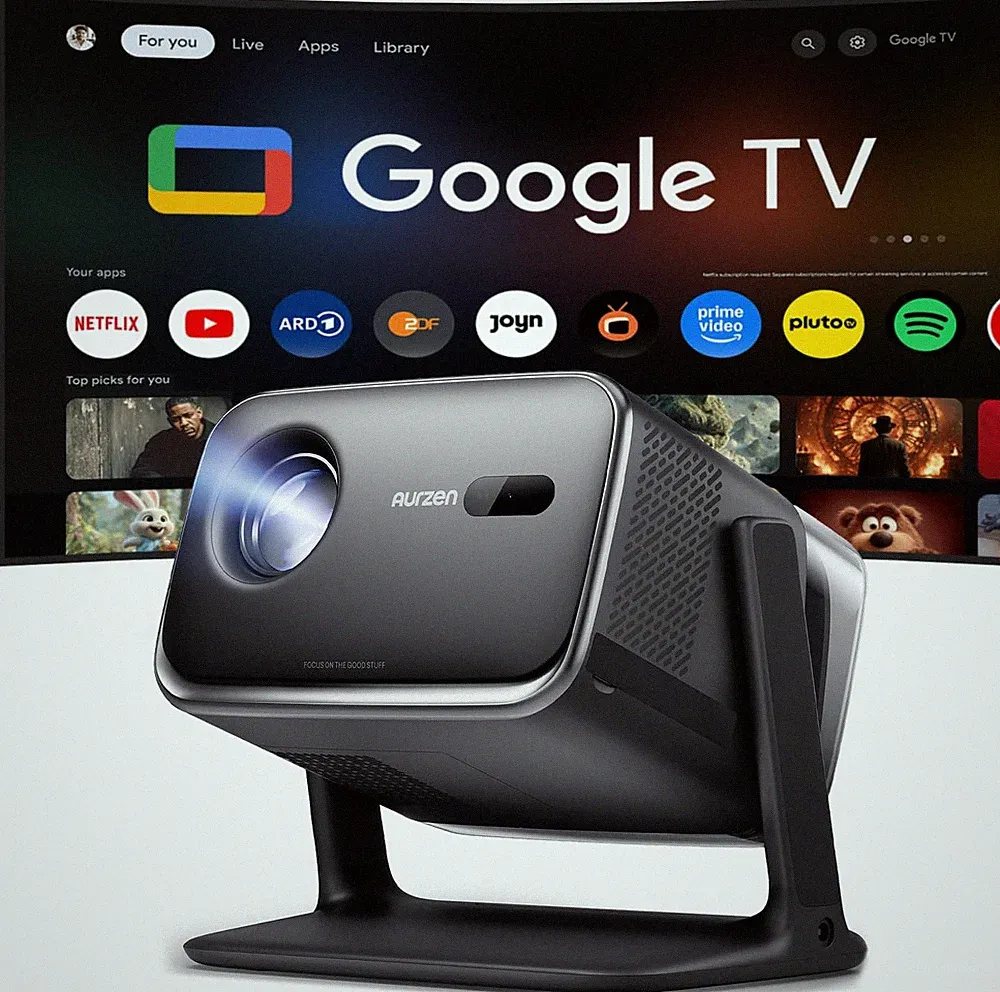 Aurzen Boom Mini 4-In-1 Smart Beamer Mit Google TV, 4K Unterstützt Heimkino & Ou