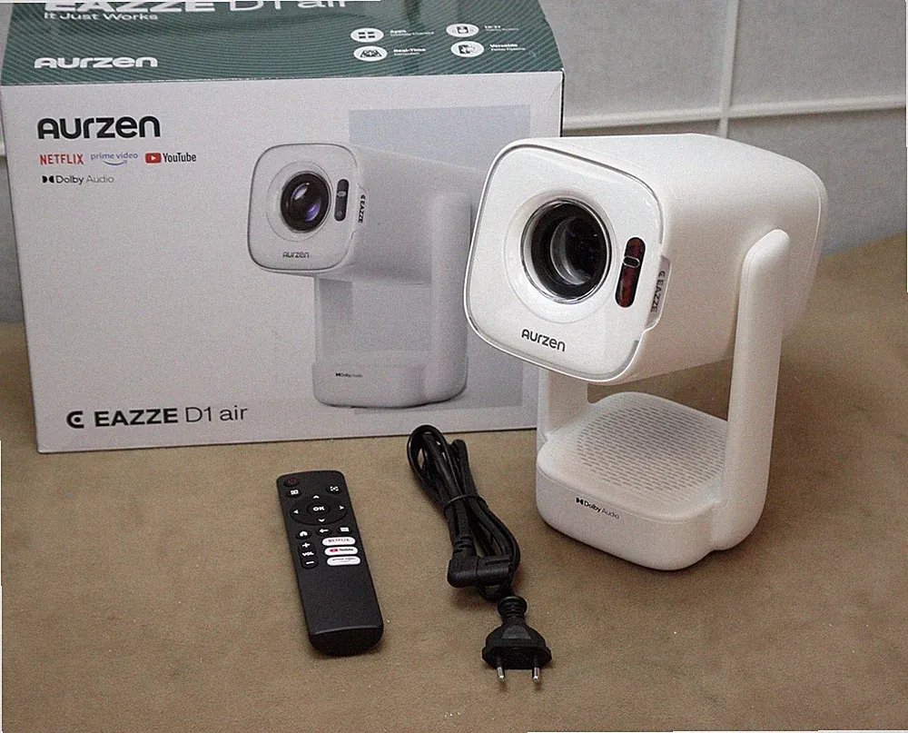 Aurzen D1 air Smart Beamer Projektor Netflix USB-C-Aufladung 1080P weiss D002P