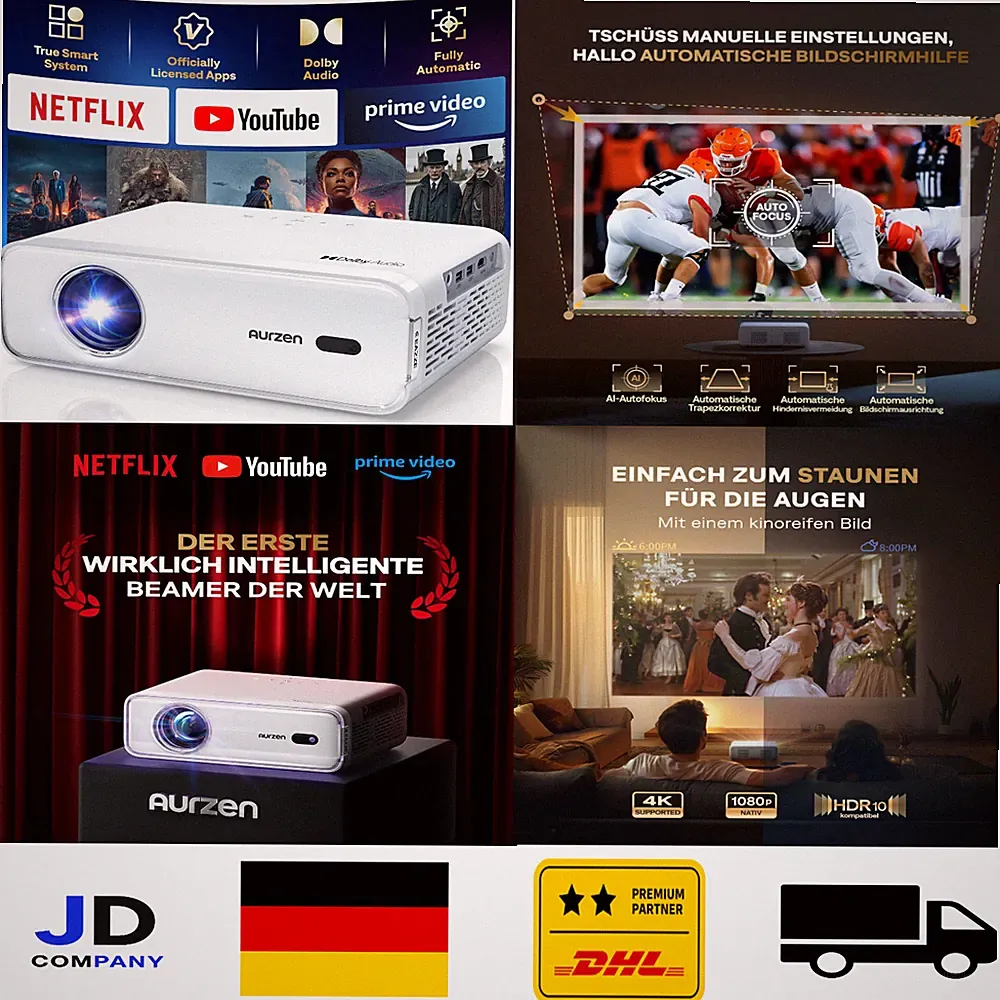 Aurzen EAZZE D1 4K Projektor Full HD Netflix Bluetooth WiFi