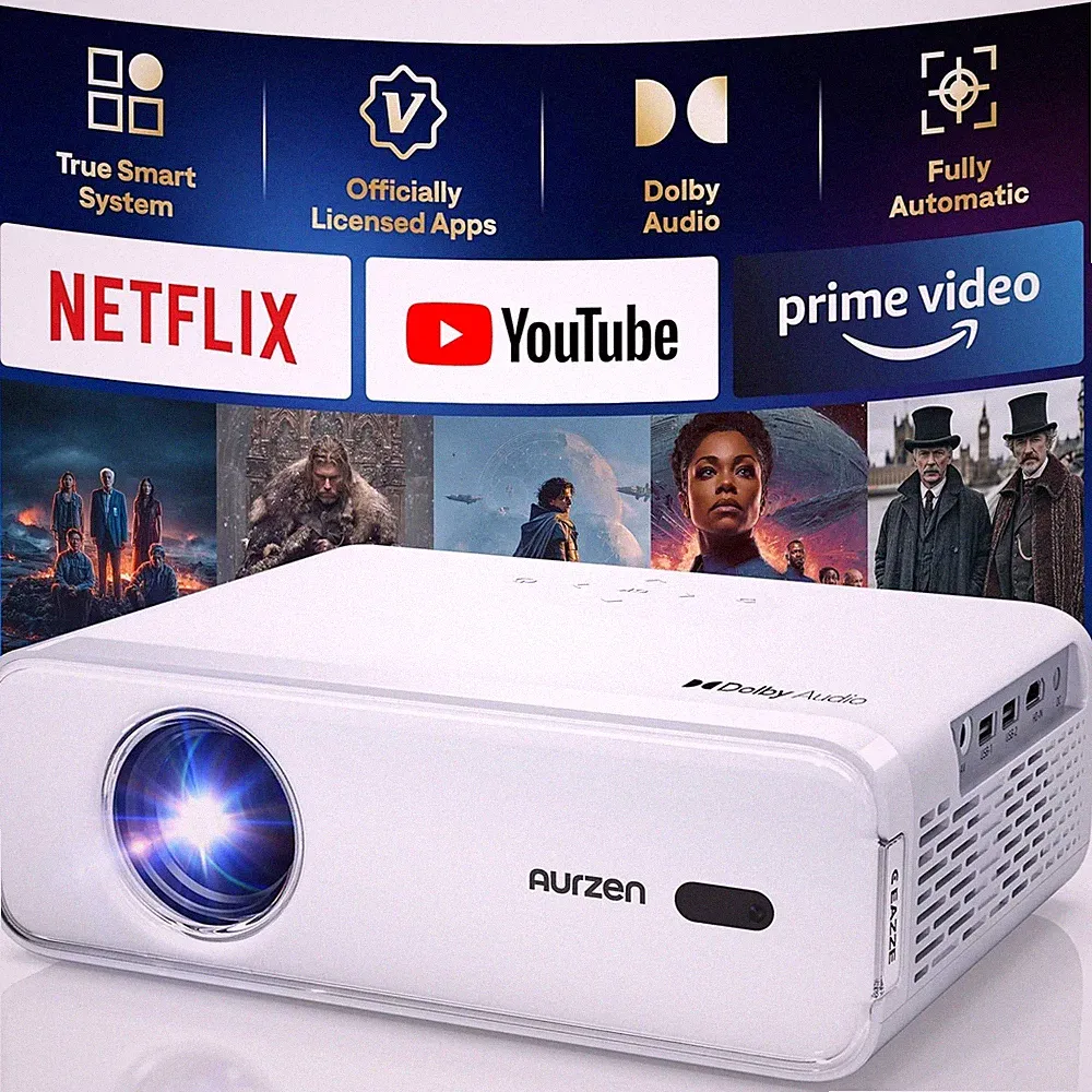 Aurzen EAZZE D1 Beamer 1080p Full HD Heimkino Netflix Dolby