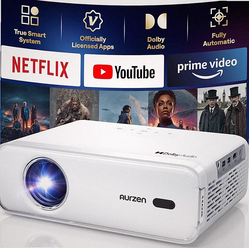 Aurzen EAZZE D1 Smart Beamer Heimkino Projektor 4K Unterstützt Full HD 1080P