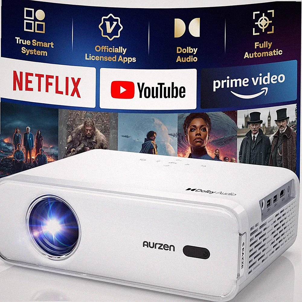 Aurzen EAZZE D1 Smart Beamer Heimkino Projektor 4K Unterstützt Full HD 1080P Bea
