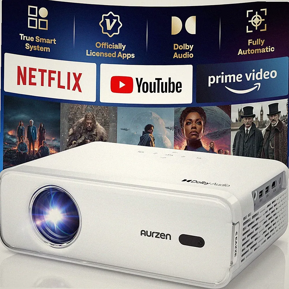 Aurzen EAZZE D1 Smart Beamer Heimkino Projektor 4K Unterstützt Full HD 1080P Bea