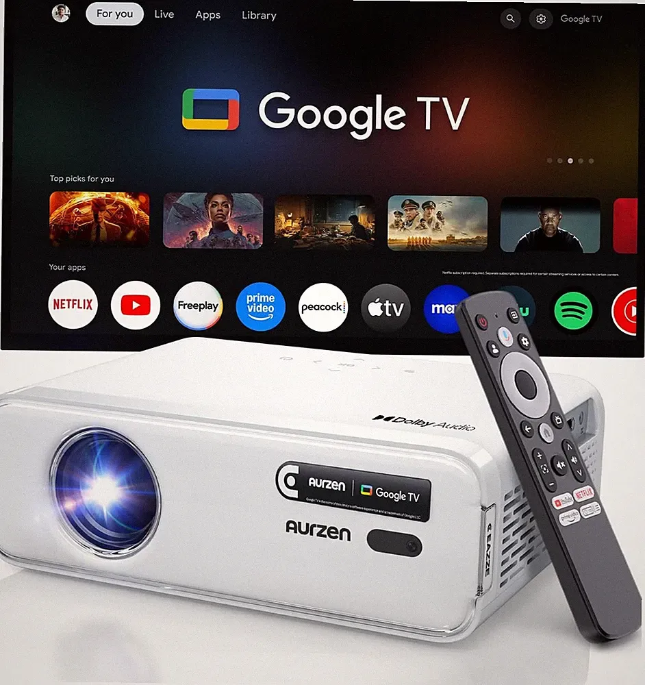 Aurzen Eazze D1G Beamer mit offiziellem Google TV, Smart Beamer 4K unterstützt