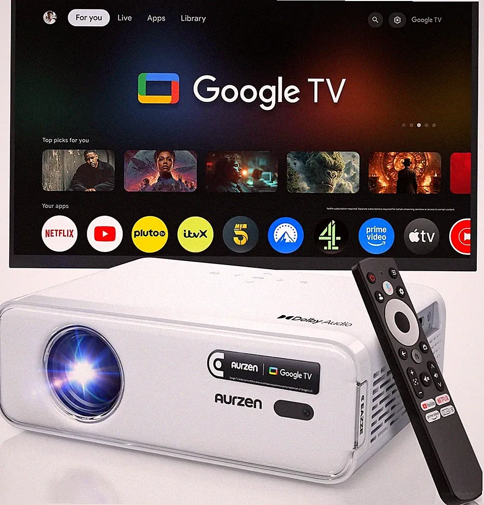 Aurzen EAZZE D1G Offizieller Google TV 4K Unterstützter Smart Projektor WiFi Bluetooth
