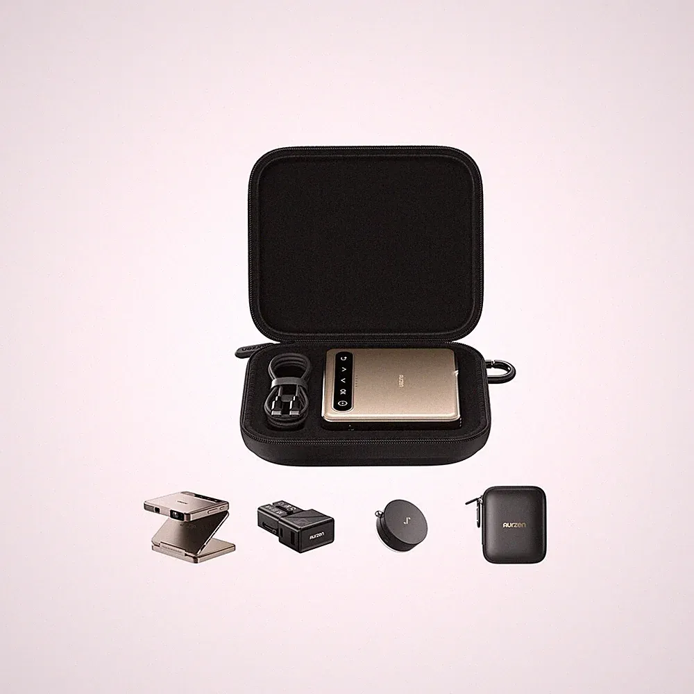 AURZEN ZIP Mini Beamer mit Akku & Powerbank Projektor