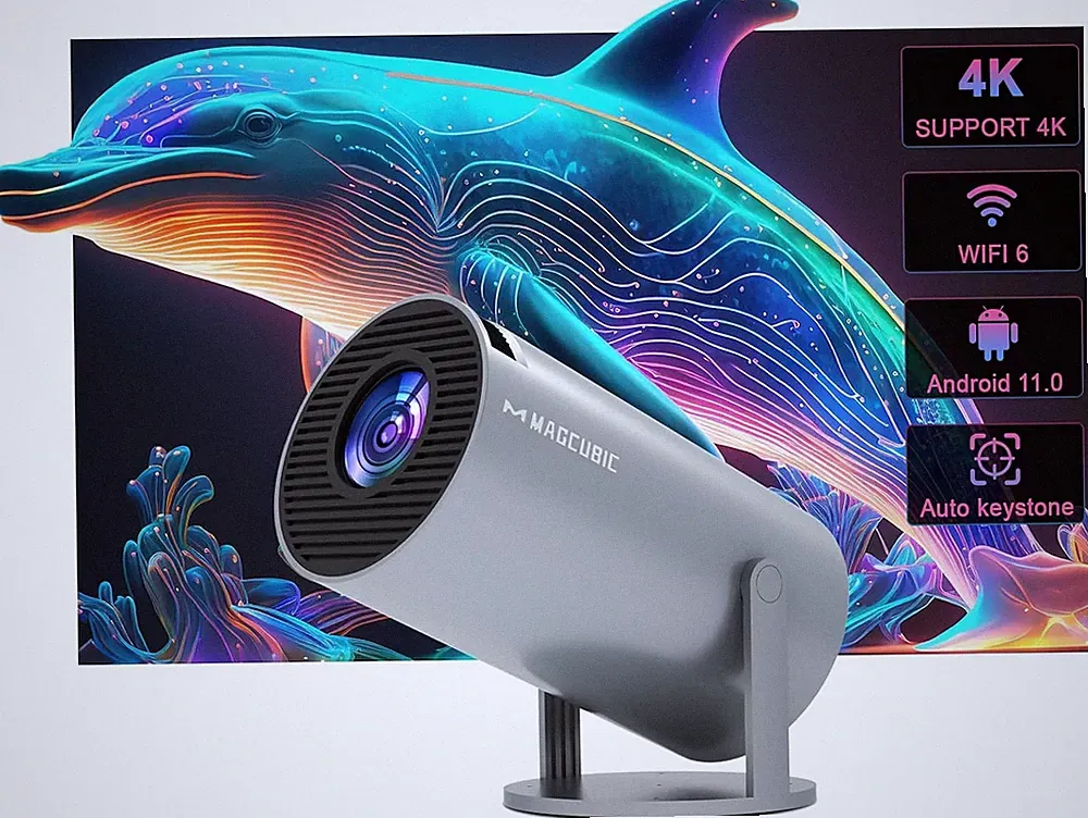 Automatische Trapezkorrektur Mini Tragbarer Beamer, 4K/ 200 ANSI Smart Projektor