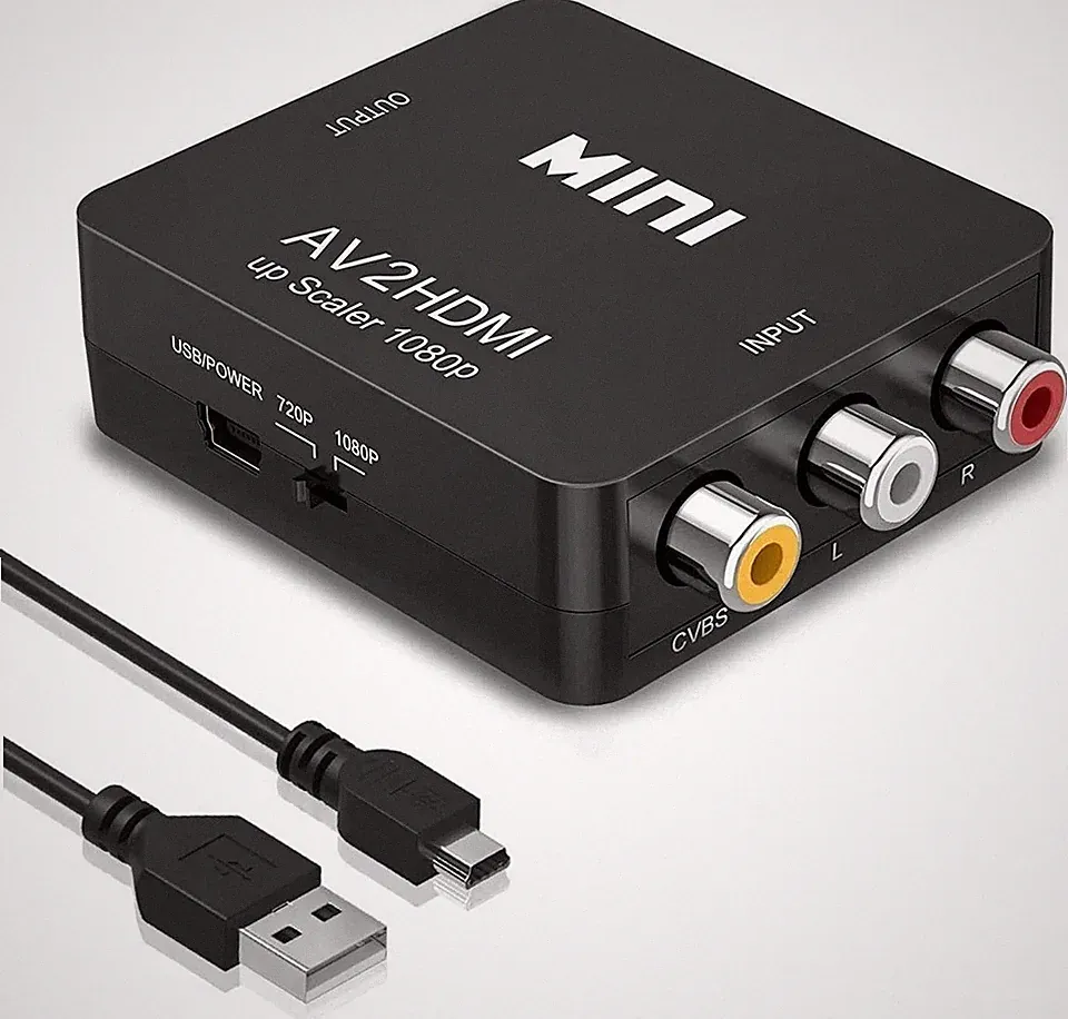 AV zu HDMI Adapter Konverter Full HD 1080P Video Audio 3 RCA für TV Beamer Monit
