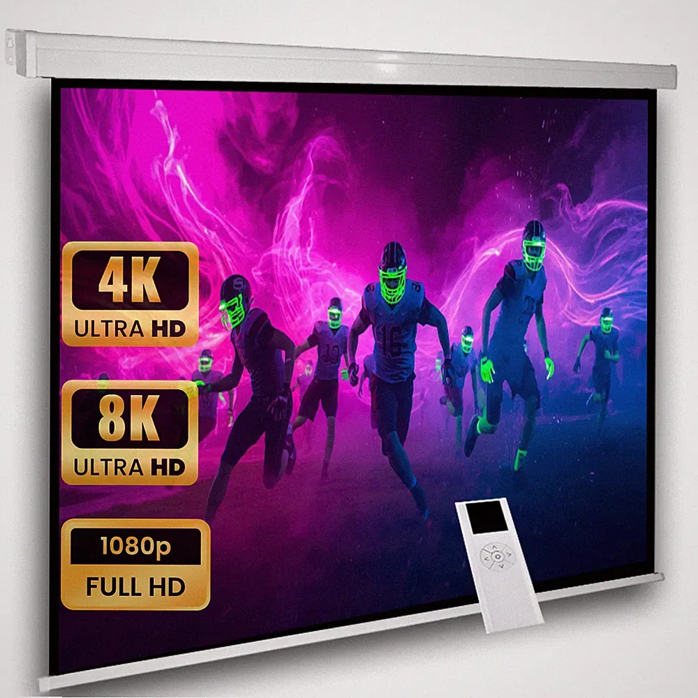Avlux Beamerleinwand elektrische Motorleinwand 220x220 1:1 FULL HD HDTV 4K VP24