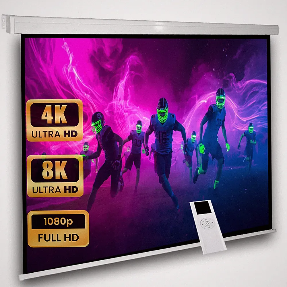 Avlux Heimkino Beamer Motor Leinwand 180 x 180 cm 1:1 4:3 16:9 mit Fernbedienung