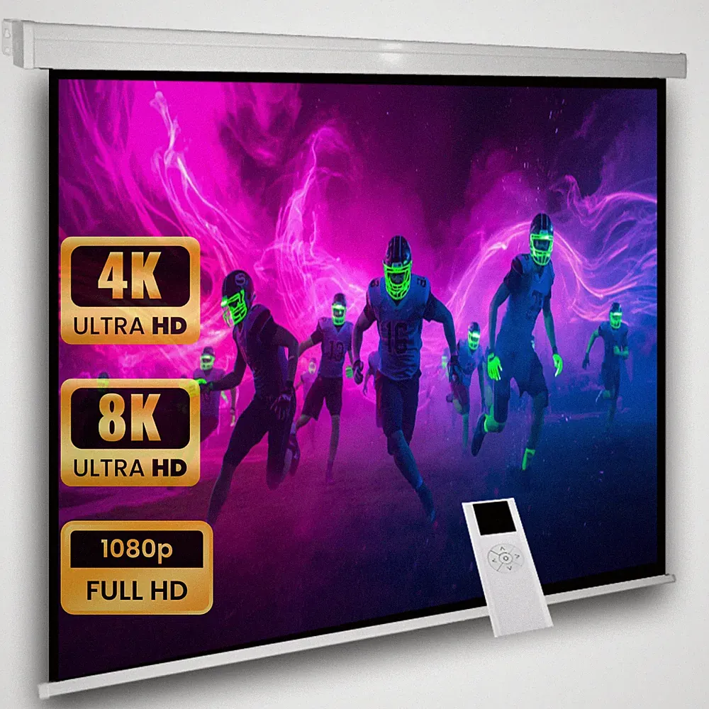 AVLUX Heimkino Beamer Motor Leinwand 200 x 200 1:1 4:3 16:9 FULL HD 3D 4K VP24
