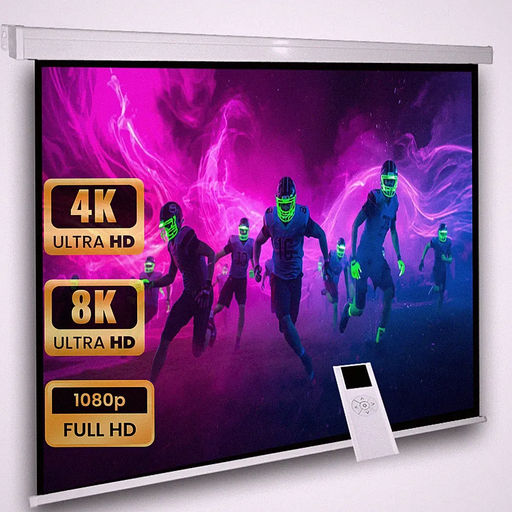 Avlux Heimkino Motor Leinwand 220 x 220 1:1 4:3 16:9 3D 4K BEAMER LEINWAND VP24