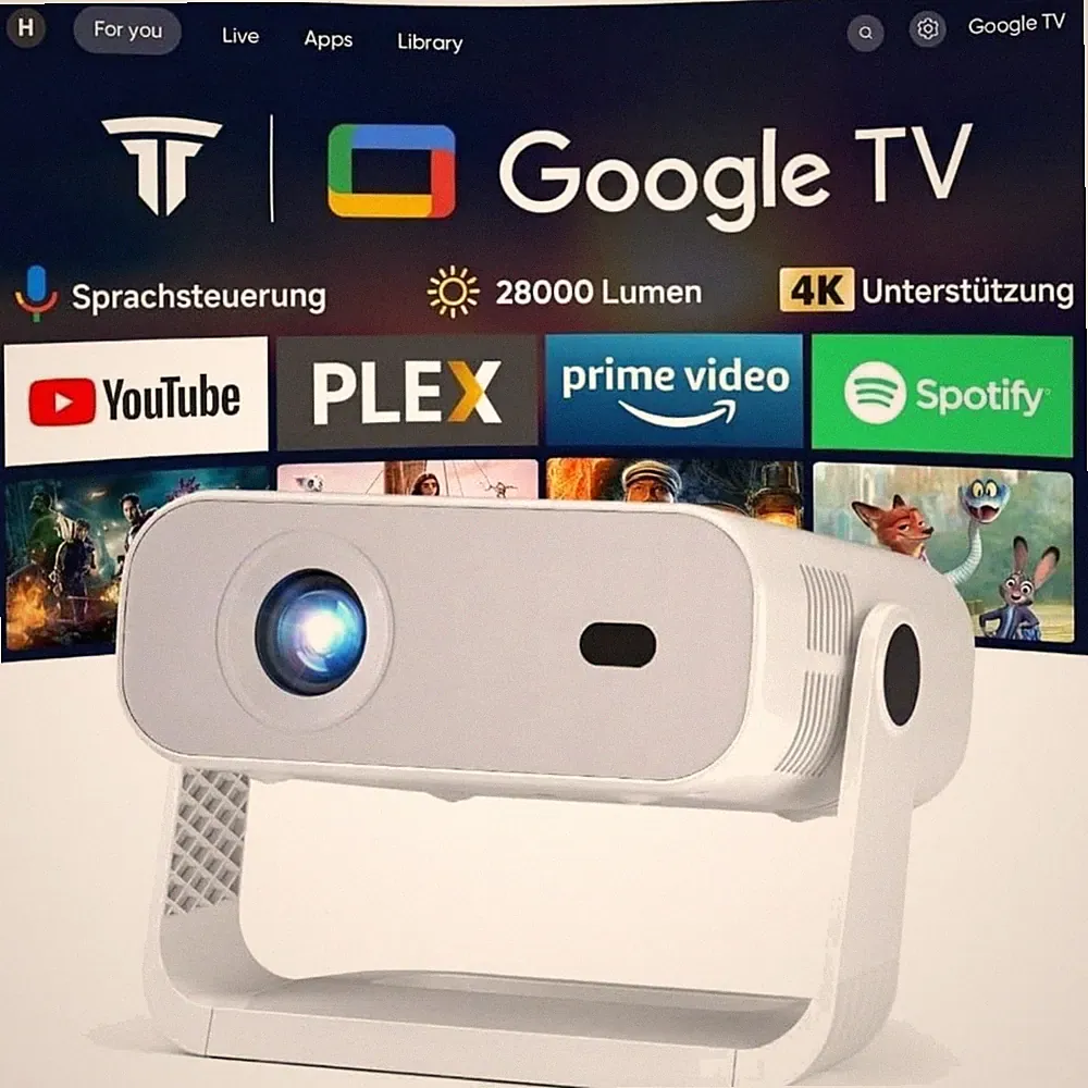 Beamer 1080P 4K Unterstützung 25000 Lumen WiFi BT Heimkino Projektor Mini
