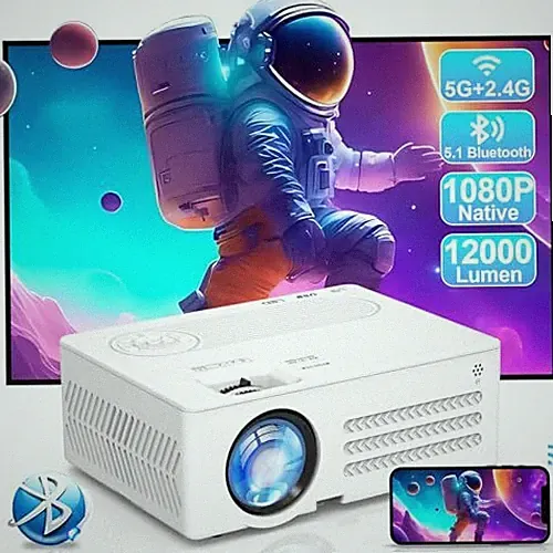 Beamer, 12000L 5G WiFi Bluetooth Full HD 1080P 4K unterstützt, AKATUO Min