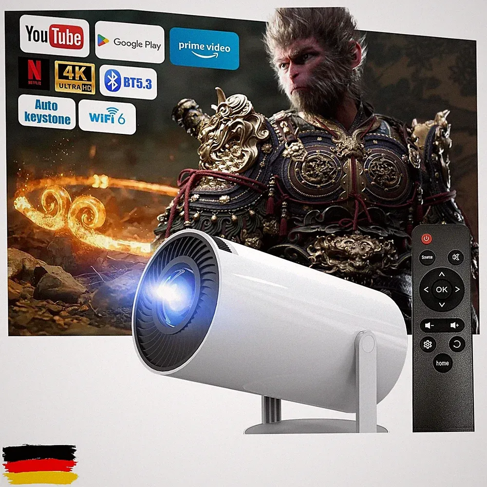 Beamer 4K 1080P Full HD Unterstützt Android 13, 2025 Upgraded Mini Beamer 5G Wif