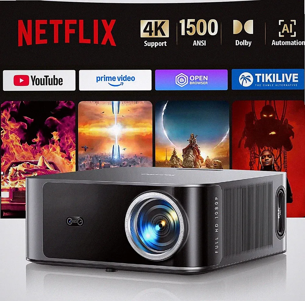 Beamer 4K 1080P Full HD Video Projektor Zwei-Wege Bluetooth WiFi