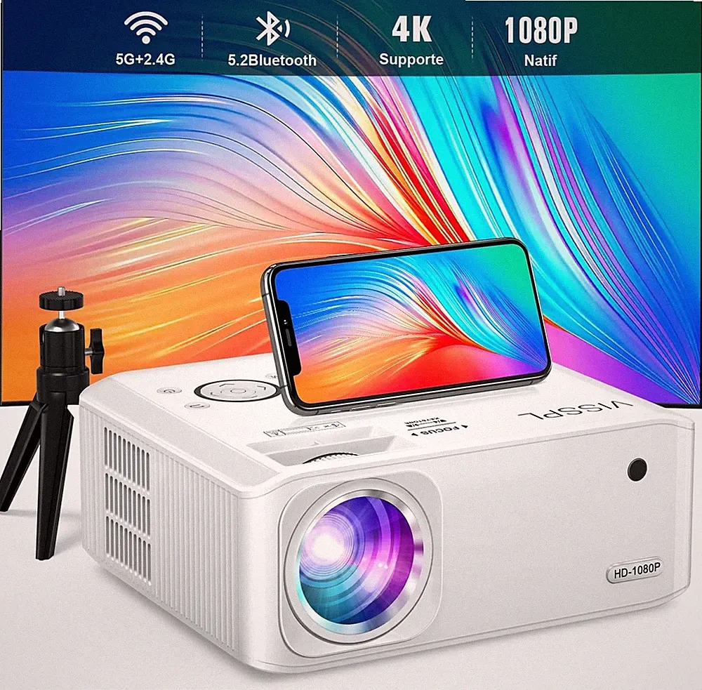 Beamer 4K 26000 Lumen Full HD 1080P WiFi Bluetooth Projektor ±50° Zoom für