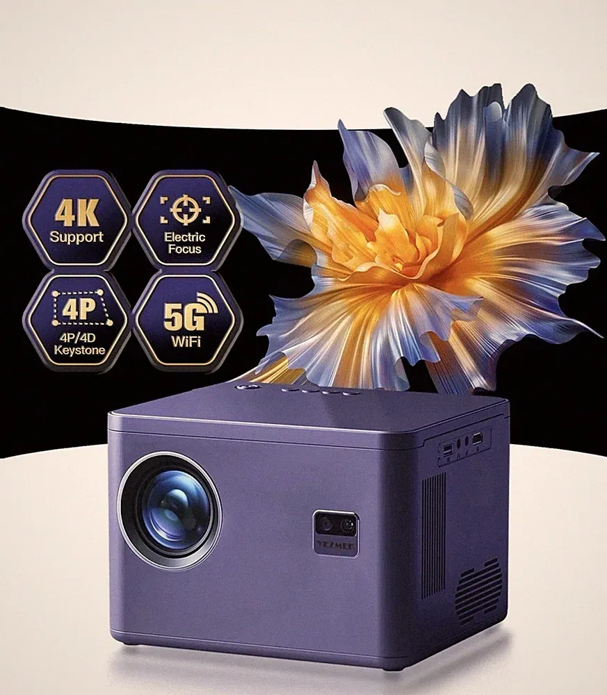 Beamer 4K [Elektrischer Fokus & 6D/4P Trapezkorrektur & Zoom], 20000L Native 108