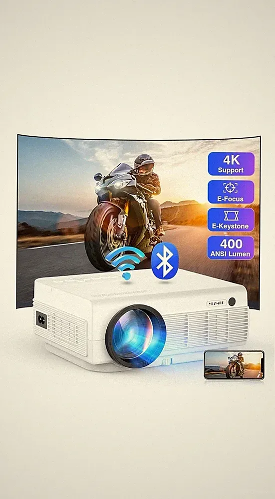 Beamer 4K [Elektrischer Fokus & Trapezkorrektur & Zoom]