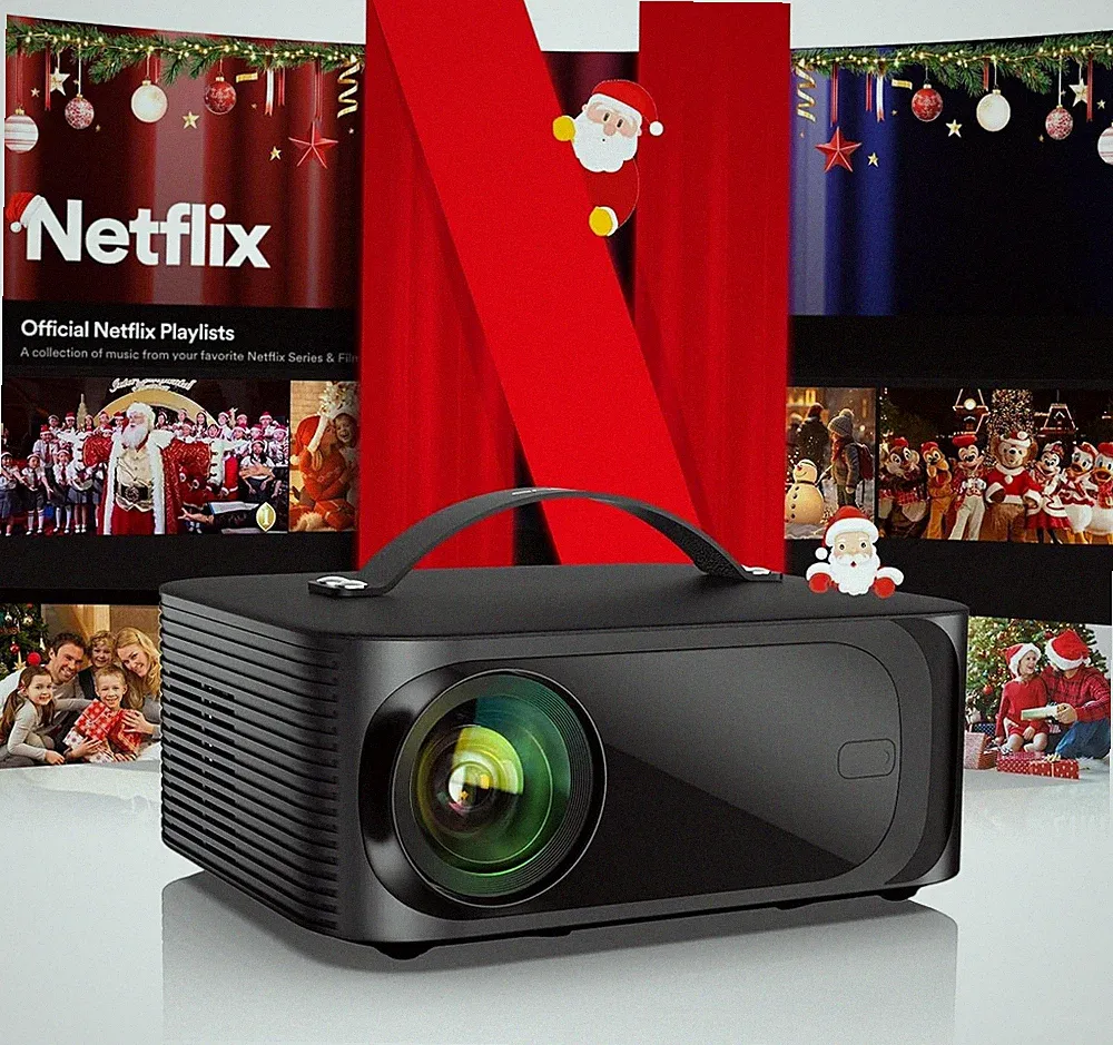 Beamer 4K【Official Netflix & Dolby Audio】 30000LM Remote Focus/6D Trapezkorrektu