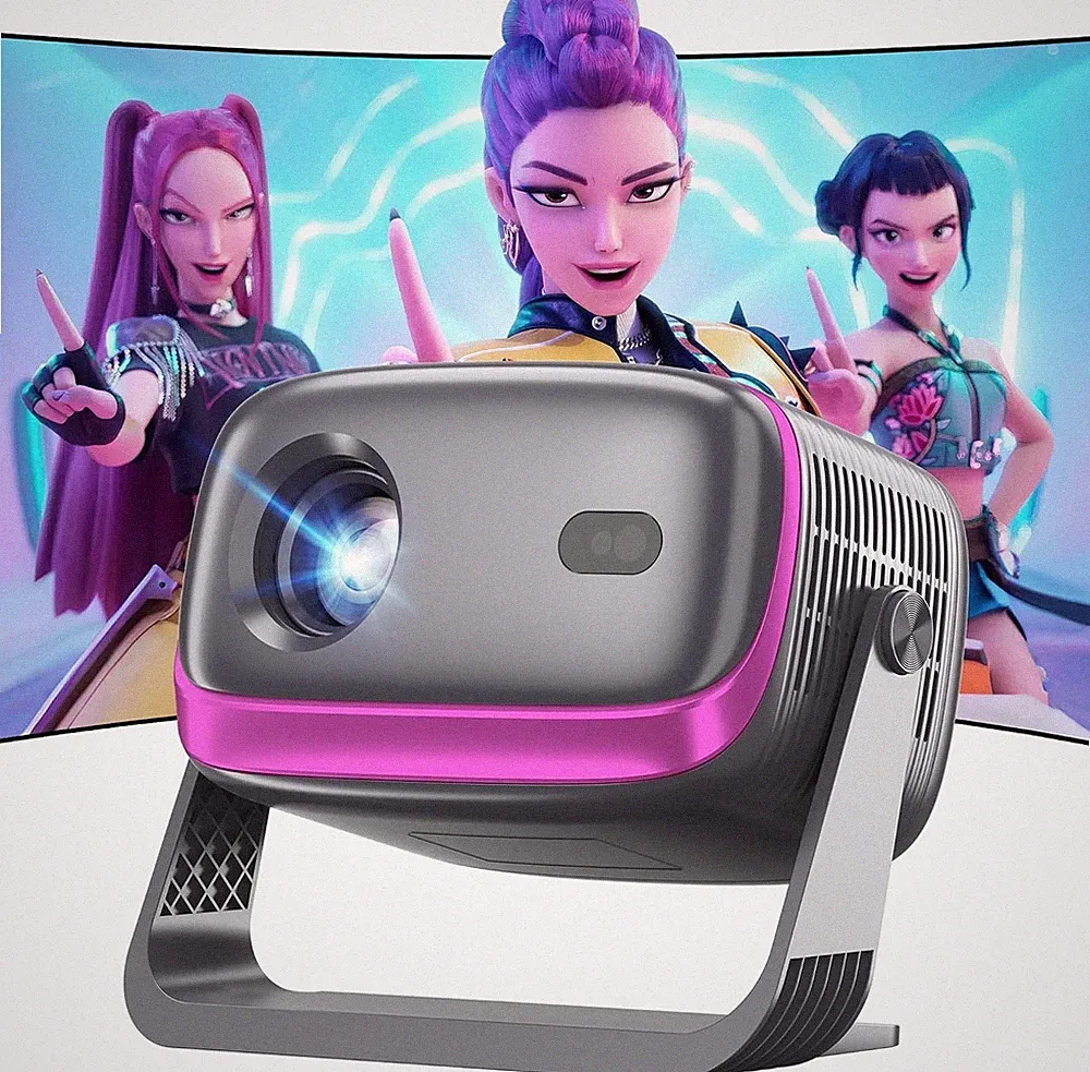 Beamer 4K, Smart Mini Projektoren integrierte Apps, 35000 Lumen, HD 1080P, Auto