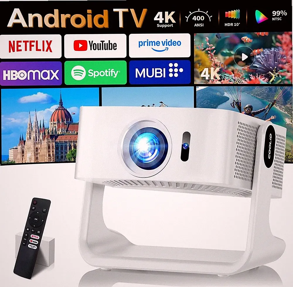 Beamer 4K Tragbar 1080P Auto Focus Keystone 5G WiFi 6 Bluetooth für Zuhause