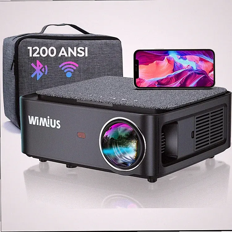 Beamer Full HD 1080P Tragbar mit 5G WiFi für Heimkino Schwarz 300 Zoll 1200 ANSI