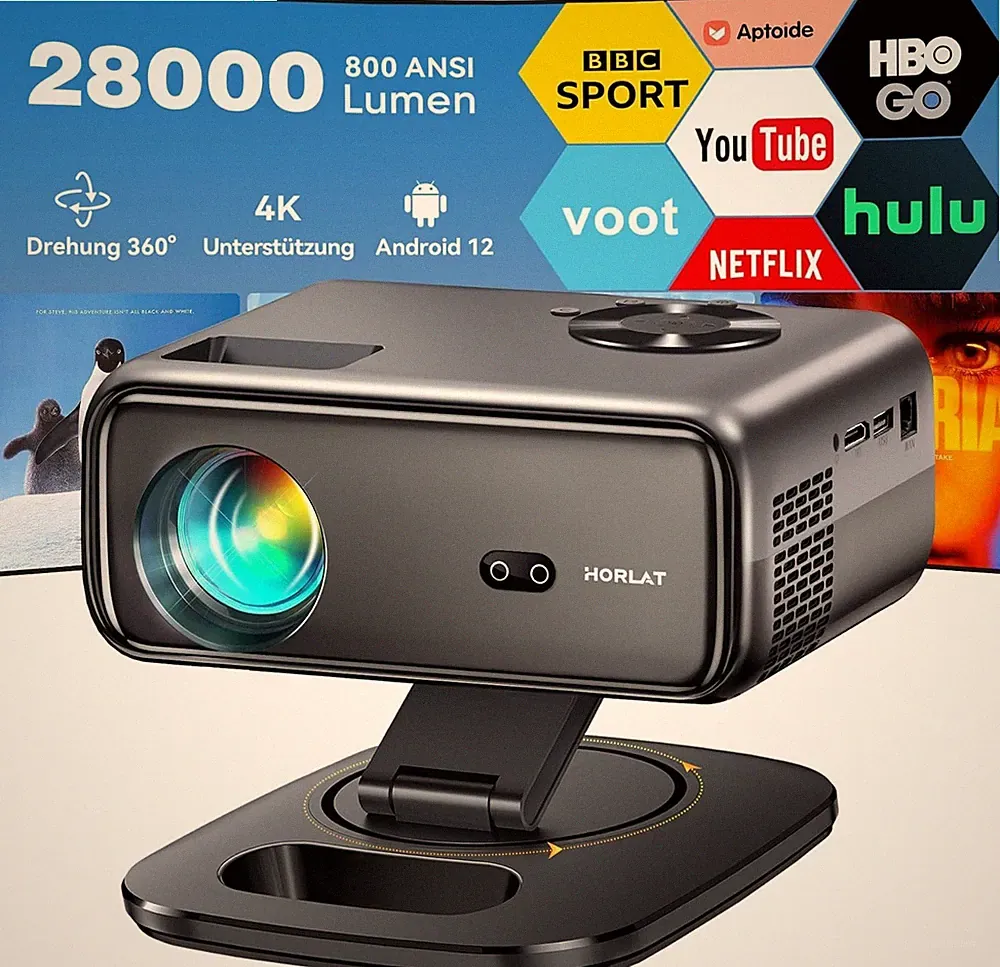 Beamer Kompatibel mit, Beamer Unterstützt 4K, 28000 Lumen Full HD 1080P WiFi...
