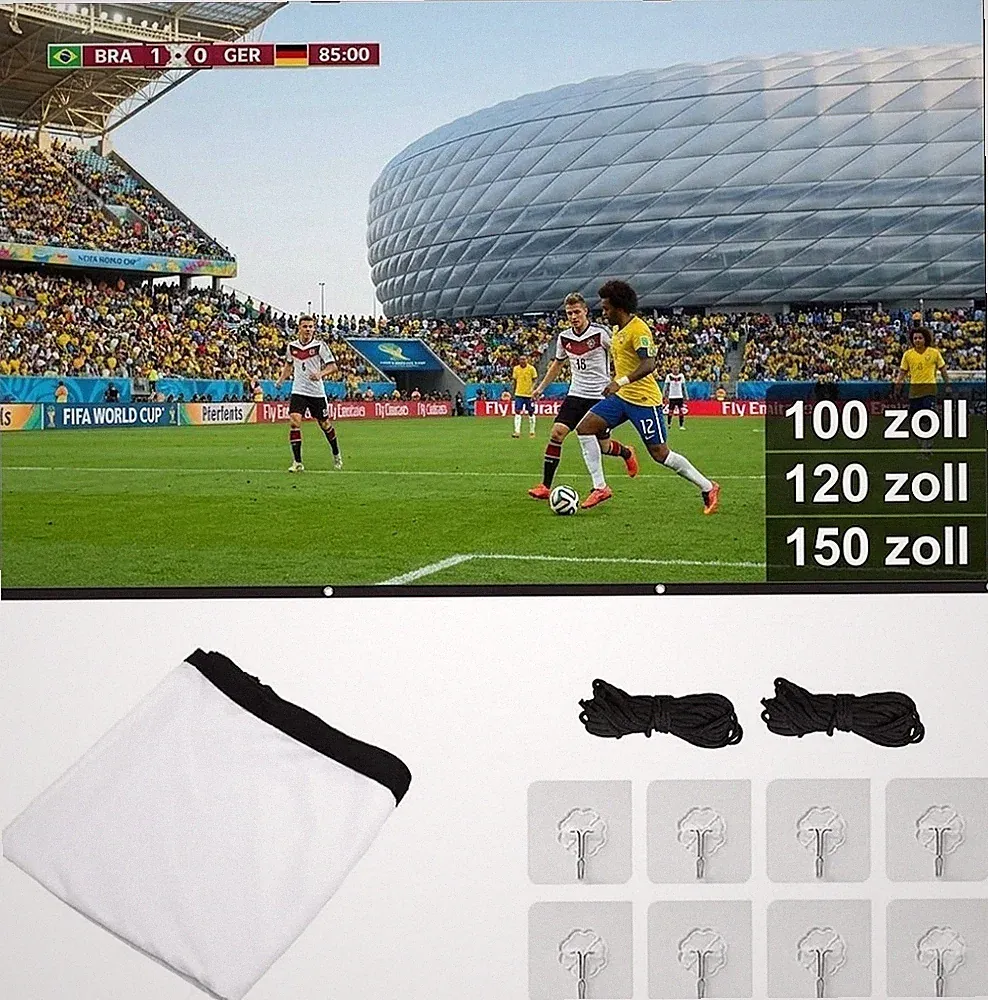 Beamer Leinwand 100 120 150 Zoll 16:9 HD Projektorleinwand Faltbar