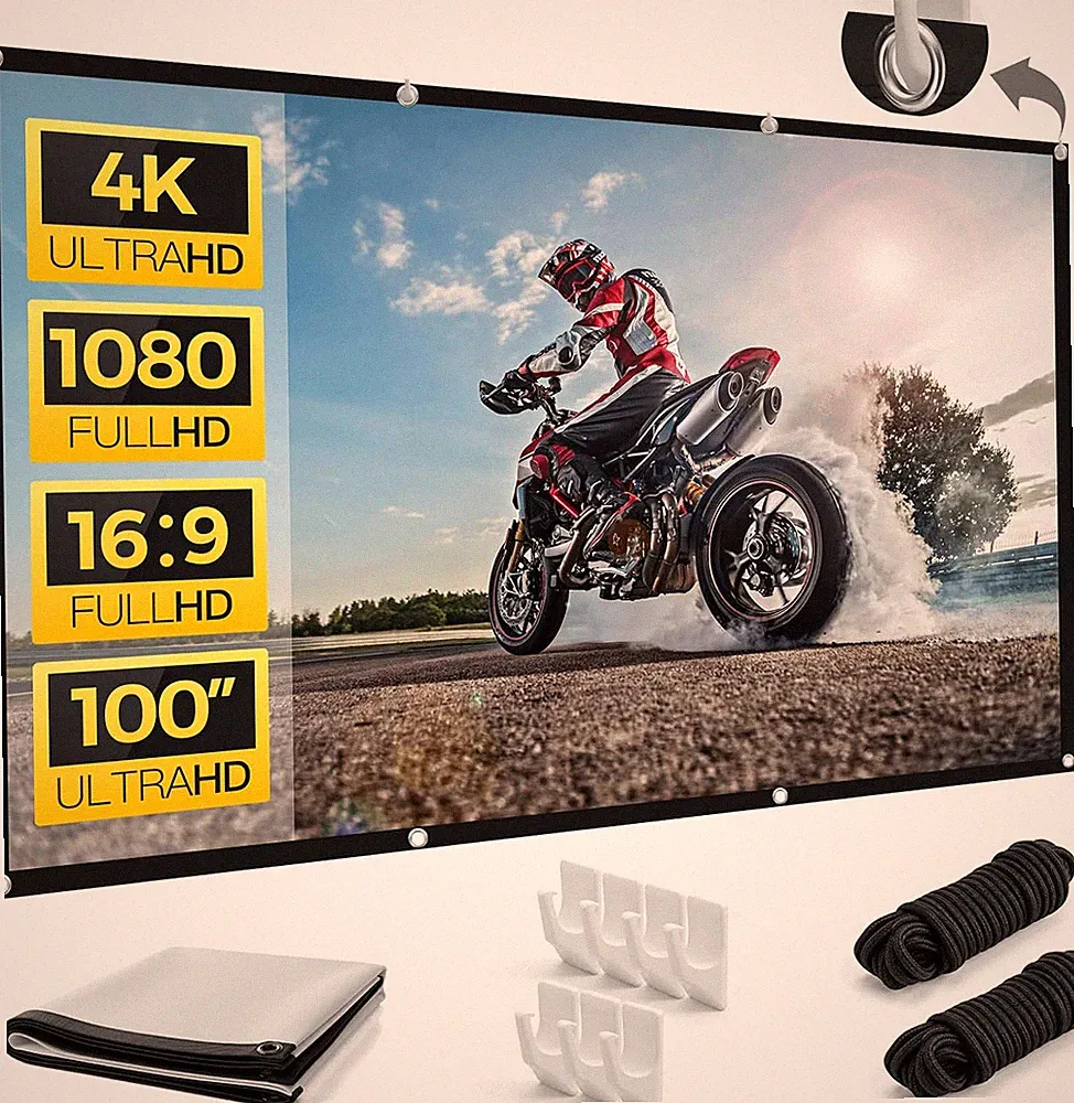 Beamer Leinwand 100 Zoll 16:9 faltbar knitterfrei für Heimkino Camping Büro