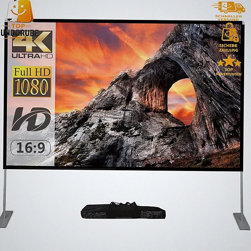 Beamer Leinwand 100 Zoll 16:9 Outdoor Indoor mit Tasche für Heimkino Camping