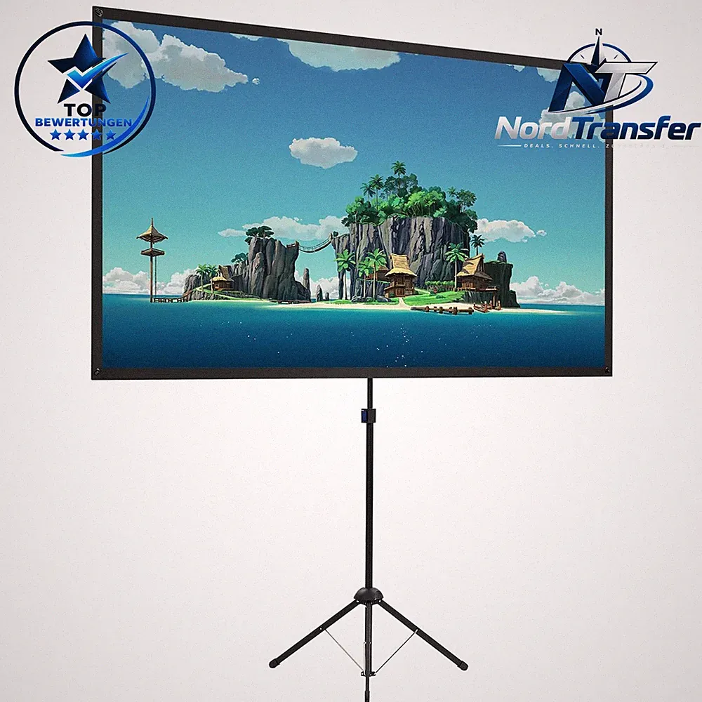 Beamer Leinwand 100 Zoll 16:9 Tragbar 4K HD Leicht Kompakt für Heimkino Außen