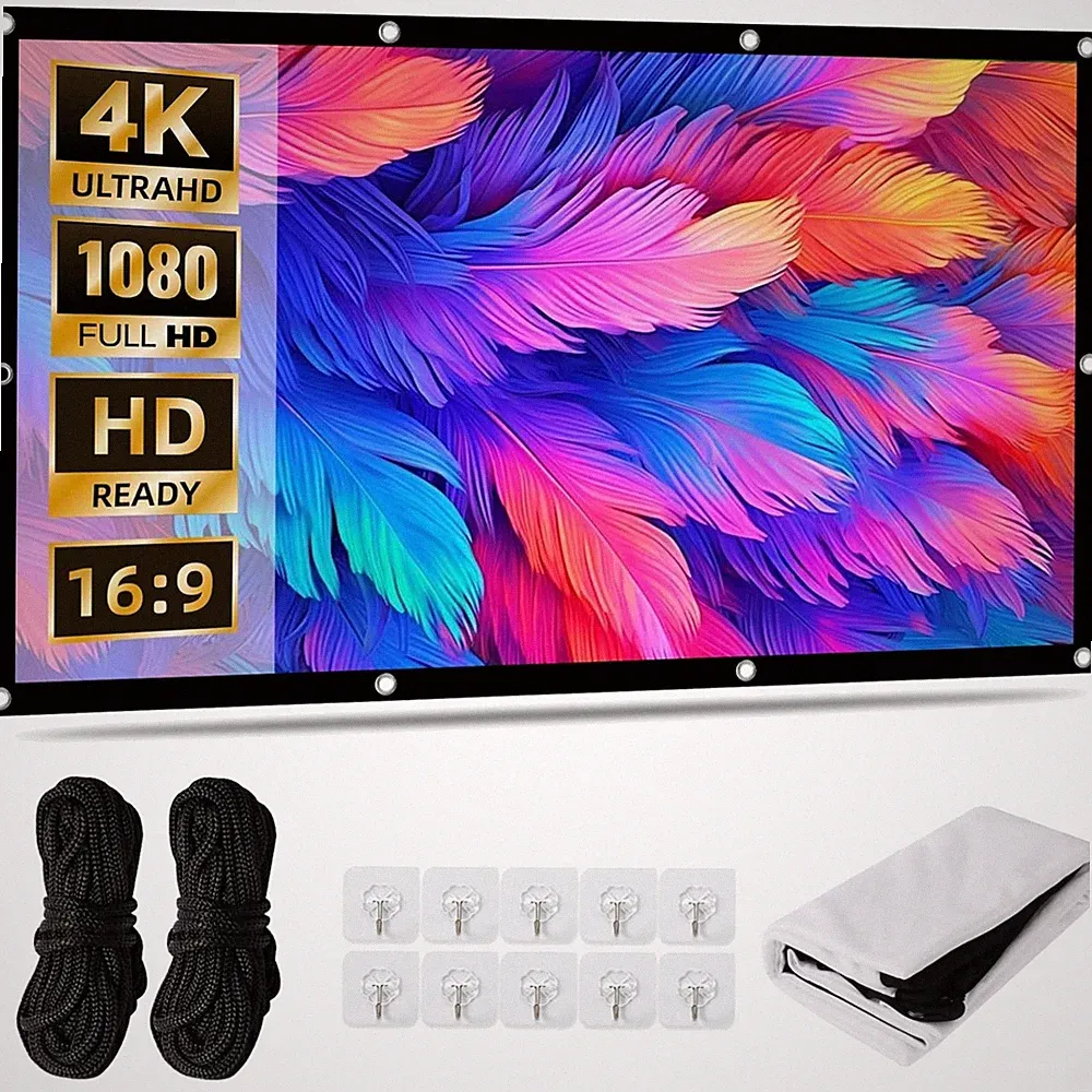 Beamer Leinwand 100 Zoll 4K HD 16:9 tragbar outdoor wanddekor lichtdicht