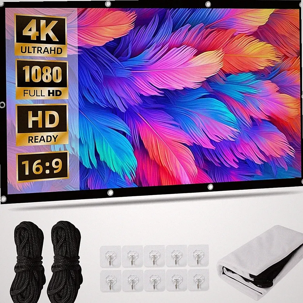 Beamer Leinwand 100 Zoll 4K HD Projektionsleinwand tragbar Indoor Outdoor